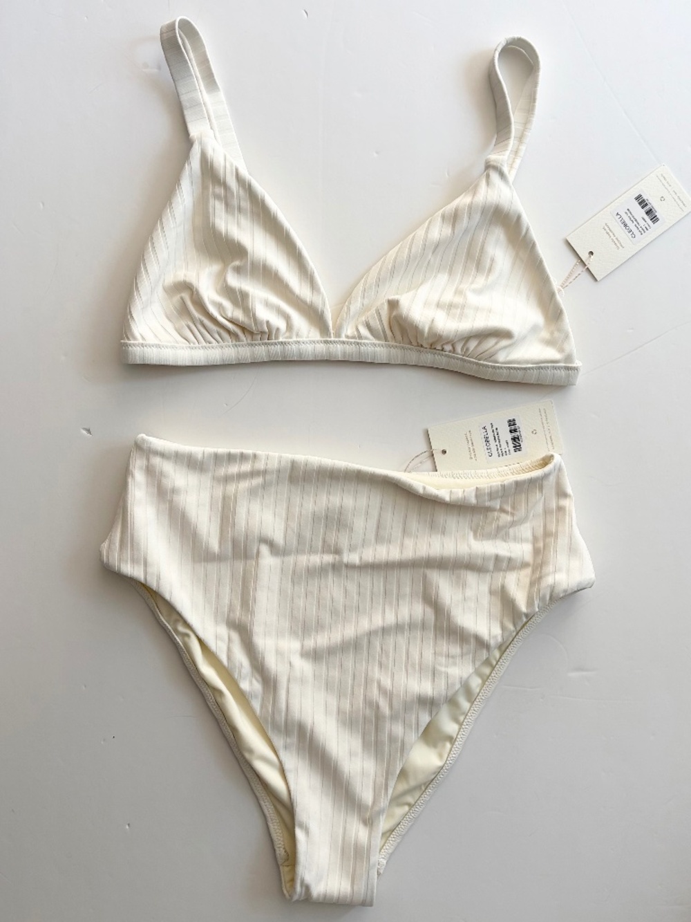 Cleobella Ivory ribbed bikini set